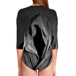 Ghost In The Darkness 3D Print Long Sleeve Swimsuit