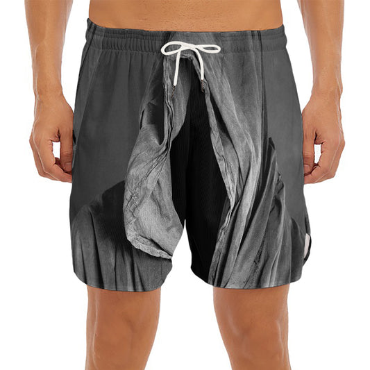 Ghost In The Darkness 3D Print Men's Split Running Shorts