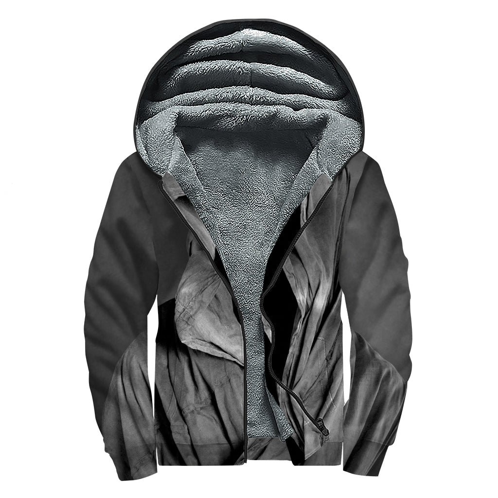 Ghost In The Darkness 3D Print Sherpa Lined Zip Up Hoodie