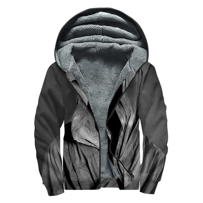 Ghost In The Darkness 3D Print Sherpa Lined Zip Up Hoodie