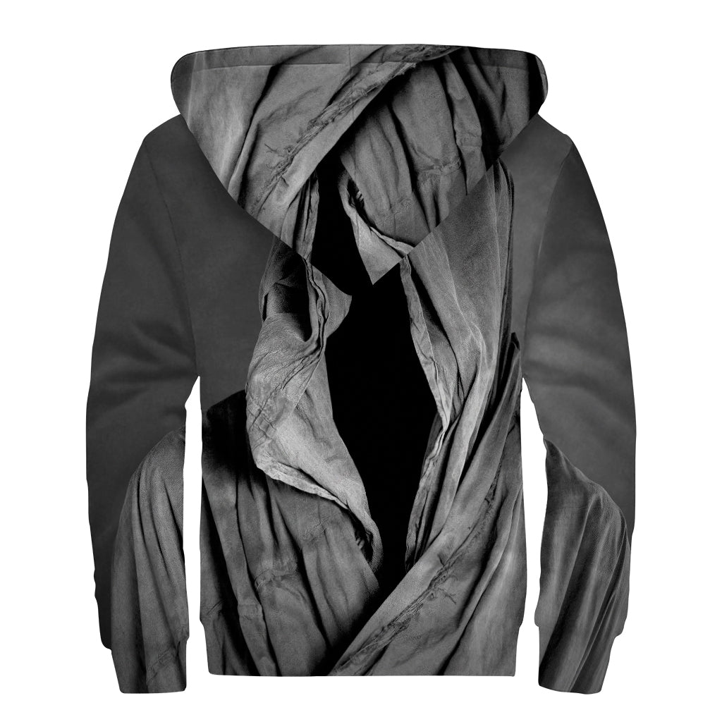 Ghost In The Darkness 3D Print Sherpa Lined Zip Up Hoodie