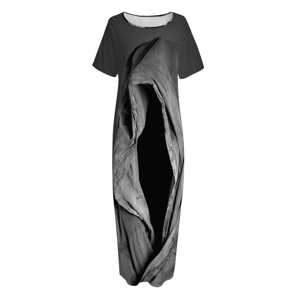 Ghost In The Darkness 3D Print Short Sleeve Long Nightdress