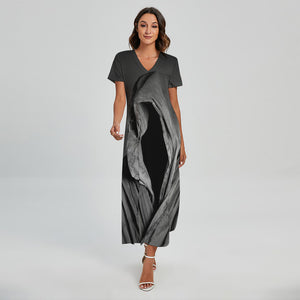 Ghost In The Darkness 3D Print Short Sleeve Maxi Dress