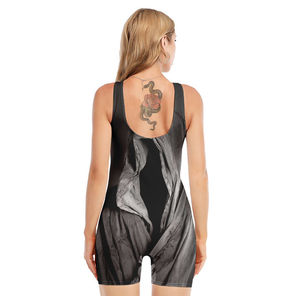 Ghost In The Darkness 3D Print Sleeveless One Piece Swimsuit