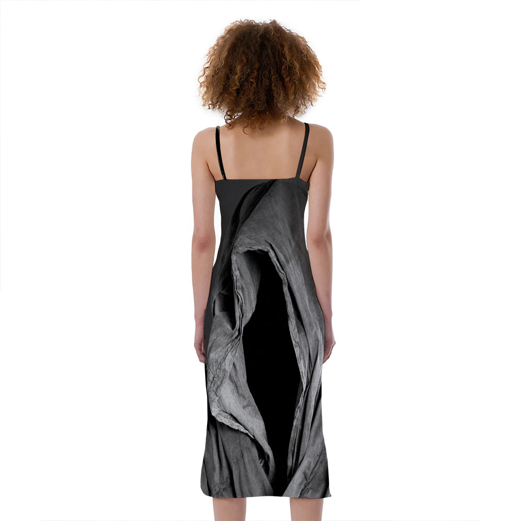 Ghost In The Darkness 3D Print Slim Fit Midi Cami Dress