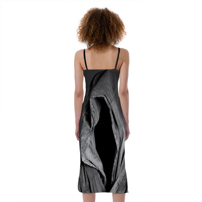Ghost In The Darkness 3D Print Slim Fit Midi Cami Dress
