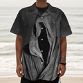 Ghost In The Darkness 3D Print Textured Short Sleeve Shirt
