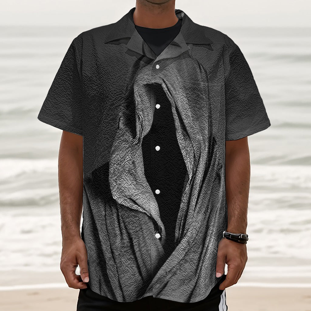 Ghost In The Darkness 3D Print Textured Short Sleeve Shirt