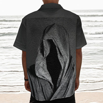 Ghost In The Darkness 3D Print Textured Short Sleeve Shirt