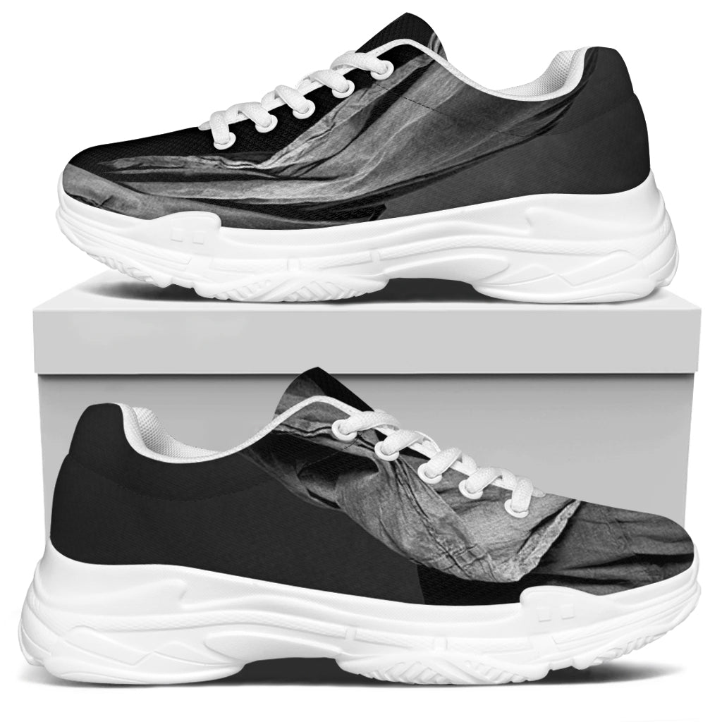Ghost In The Darkness 3D Print White Chunky Shoes