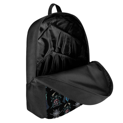 Ghost Samurai Mask Pattern Print 17 Inch Backpack