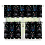 Ghost Samurai Mask Pattern Print 3 Piece Kitchen Curtains