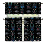 Ghost Samurai Mask Pattern Print 3 Piece Kitchen Curtains