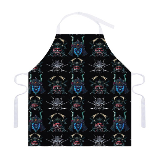 Ghost Samurai Mask Pattern Print Adjustable Apron