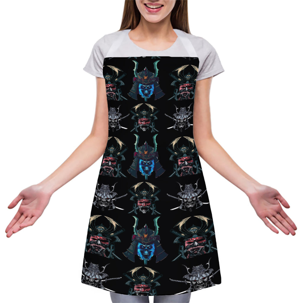 Ghost Samurai Mask Pattern Print Adjustable Apron