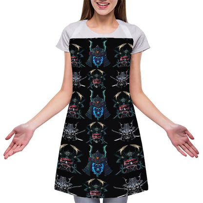 Ghost Samurai Mask Pattern Print Adjustable Apron