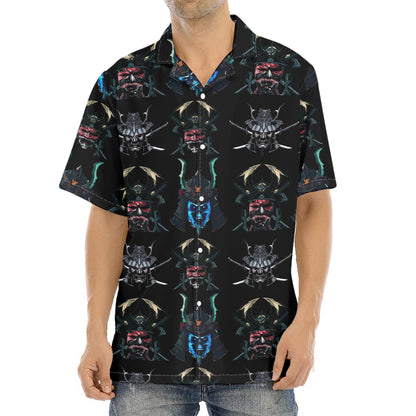 Ghost Samurai Mask Pattern Print Aloha Shirt