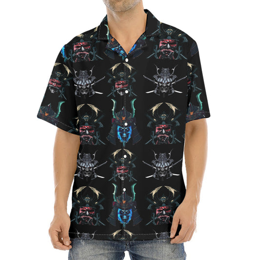 Ghost Samurai Mask Pattern Print Aloha Shirt