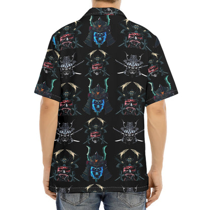 Ghost Samurai Mask Pattern Print Aloha Shirt
