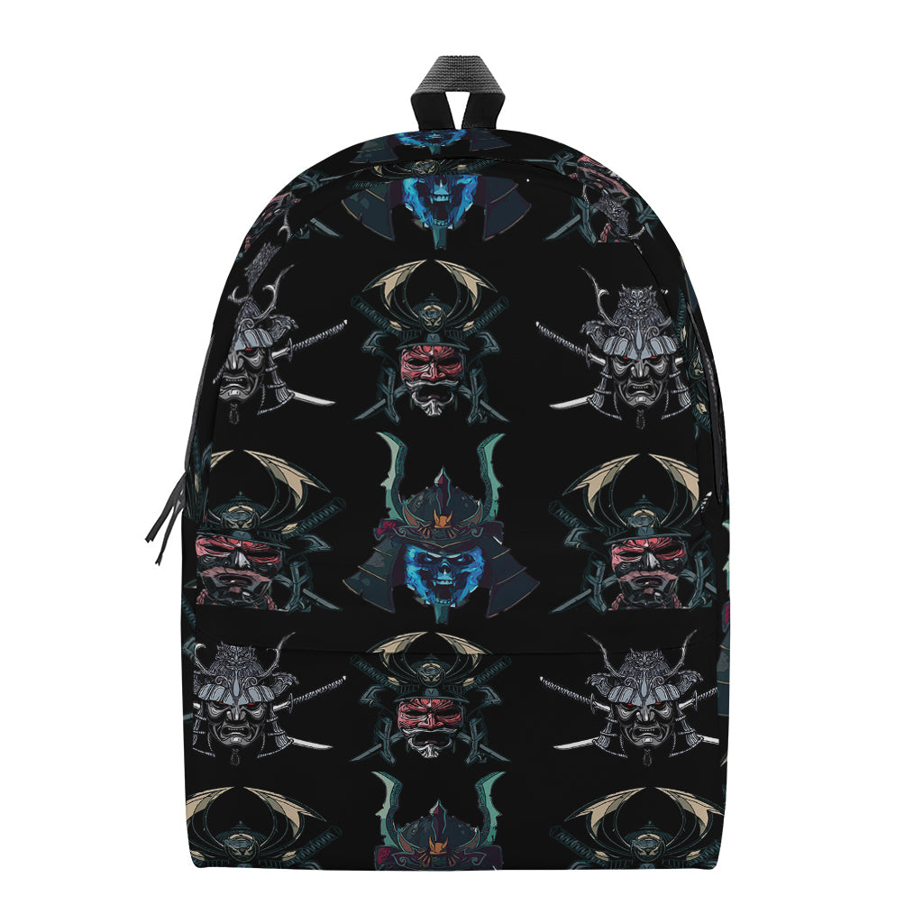 Ghost Samurai Mask Pattern Print Backpack