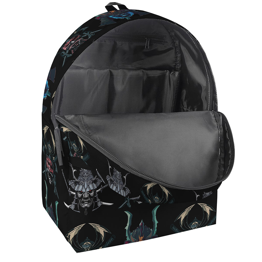 Ghost Samurai Mask Pattern Print Backpack