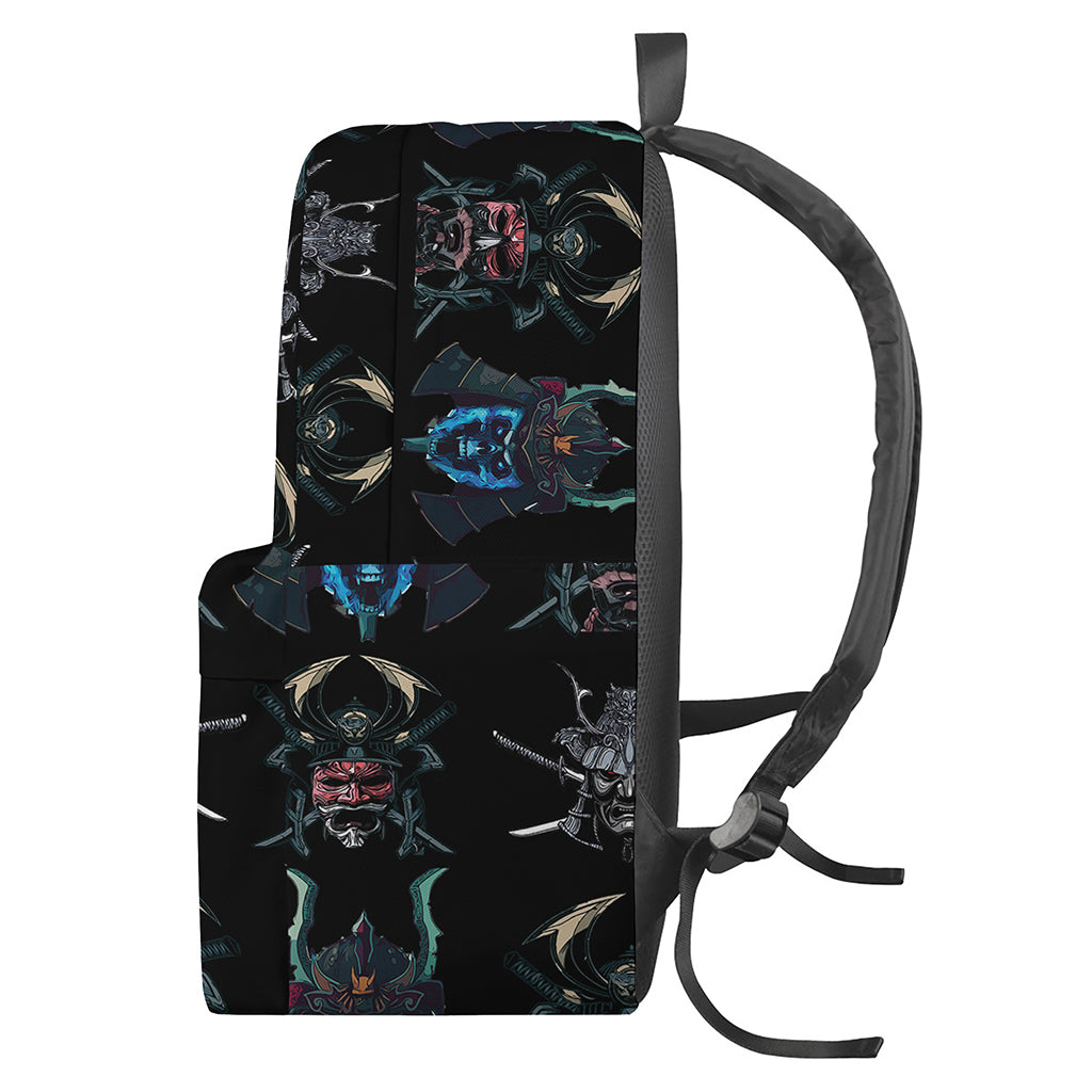 Ghost Samurai Mask Pattern Print Backpack
