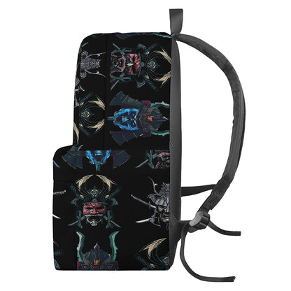 Ghost Samurai Mask Pattern Print Backpack