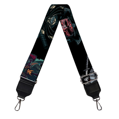 Ghost Samurai Mask Pattern Print Bag Strap