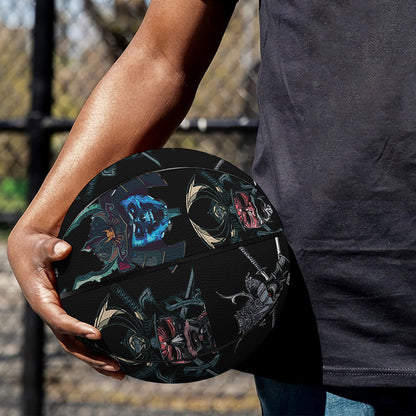Ghost Samurai Mask Pattern Print Basketball
