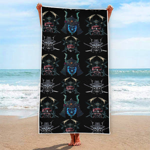 Ghost Samurai Mask Pattern Print Beach Towel