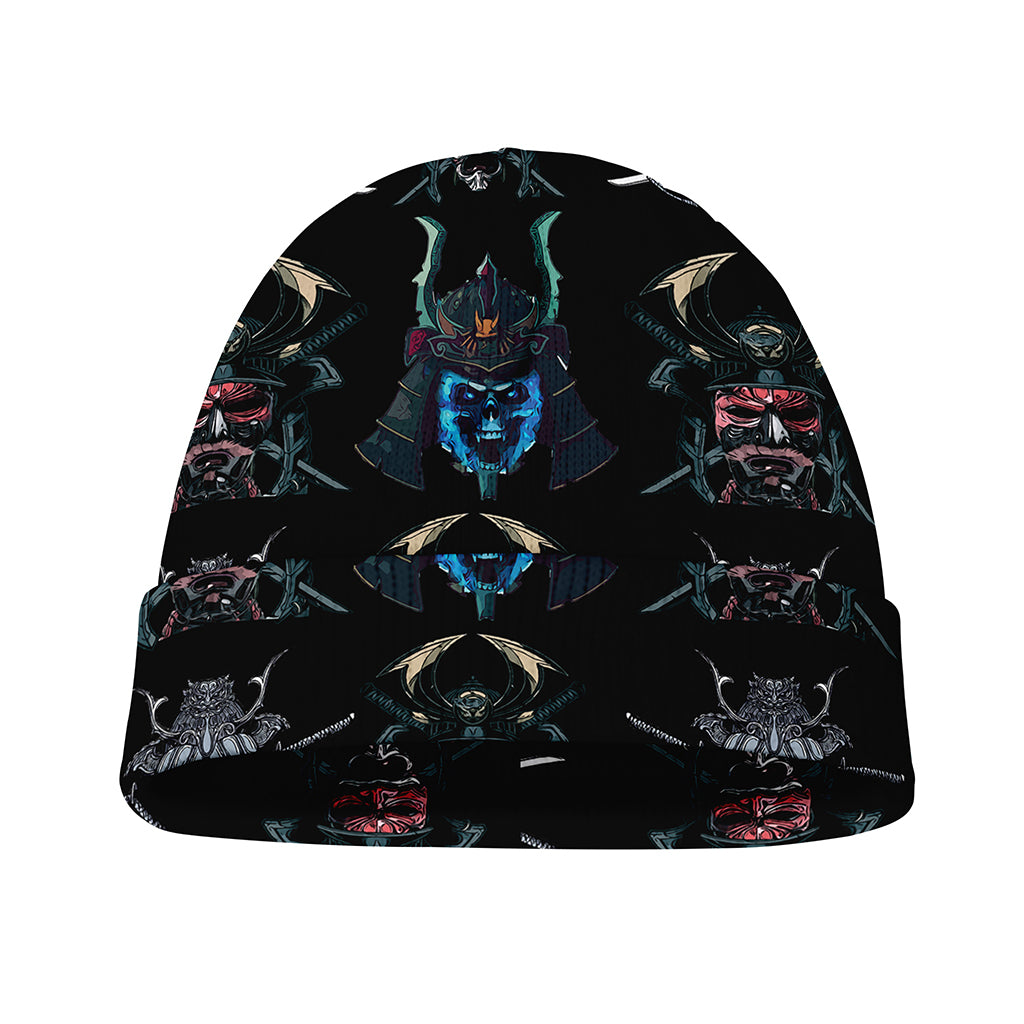 Ghost Samurai Mask Pattern Print Beanie