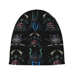 Ghost Samurai Mask Pattern Print Beanie