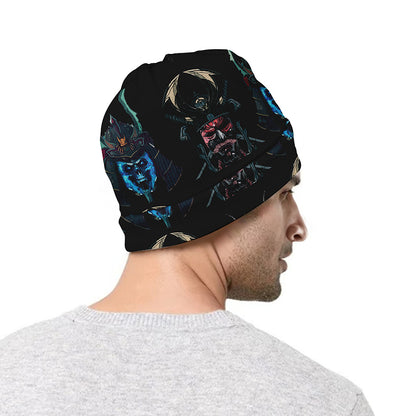Ghost Samurai Mask Pattern Print Beanie