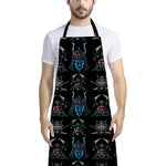 Ghost Samurai Mask Pattern Print Bib Apron With Pocket