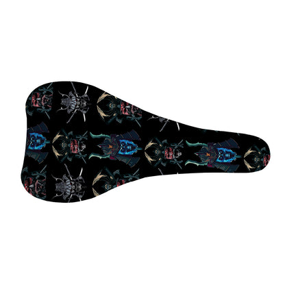 Ghost Samurai Mask Pattern Print Bicycle Seat Cover