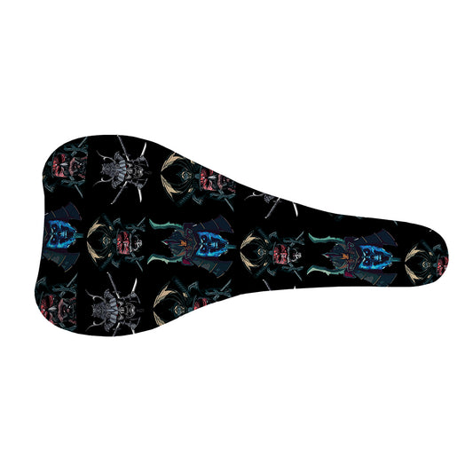 Ghost Samurai Mask Pattern Print Bicycle Seat Cover