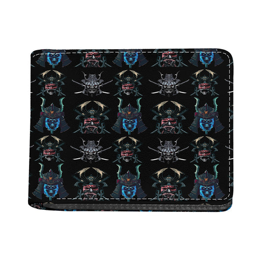 Ghost Samurai Mask Pattern Print Bifold Wallet