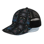 Ghost Samurai Mask Pattern Print Black Mesh Trucker Cap