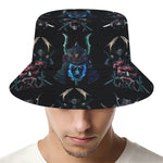 Ghost Samurai Mask Pattern Print Bucket Hat