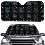 Ghost Samurai Mask Pattern Print Car Windshield Sun Shade