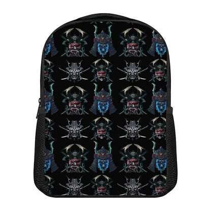 Ghost Samurai Mask Pattern Print Casual Backpack