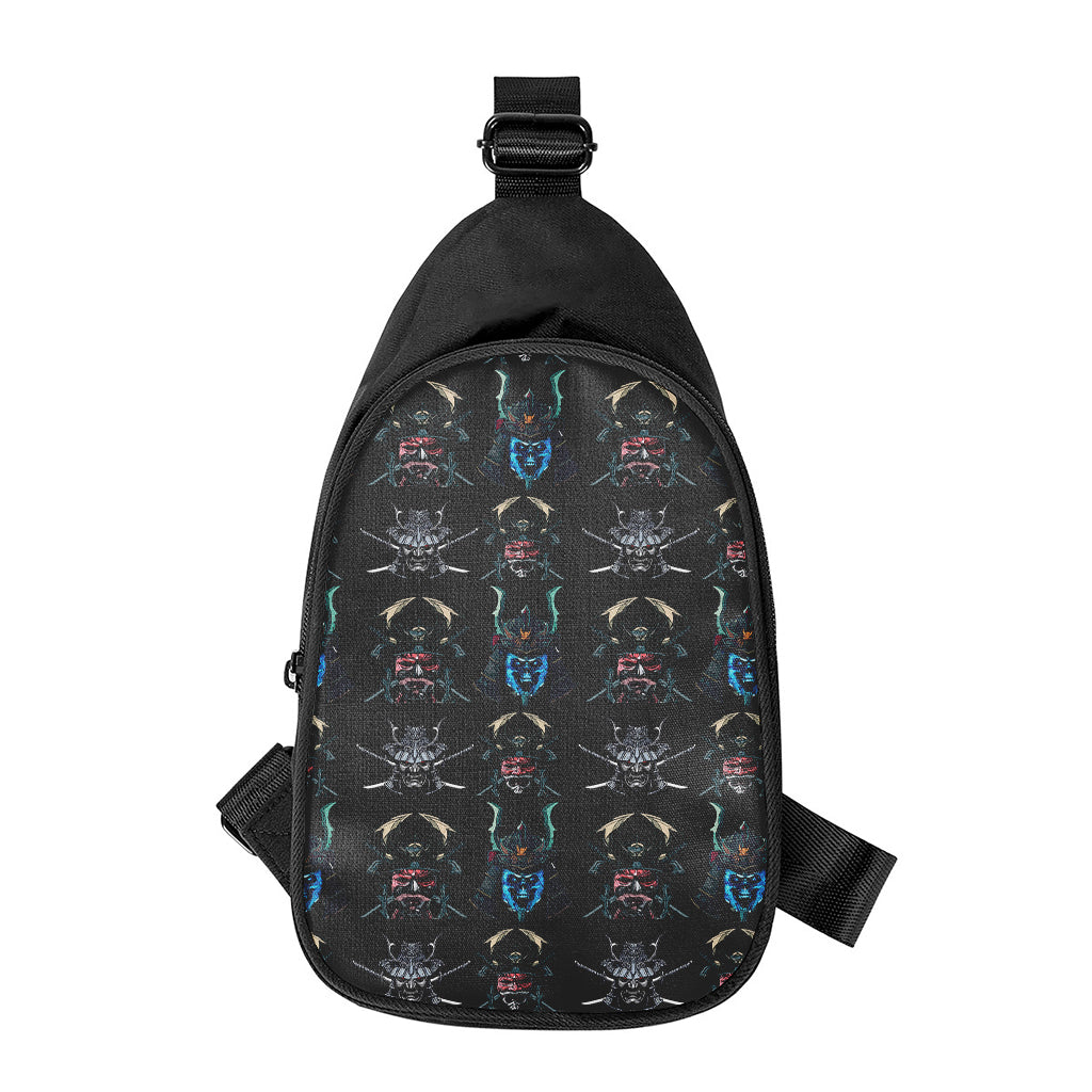Ghost Samurai Mask Pattern Print Chest Bag