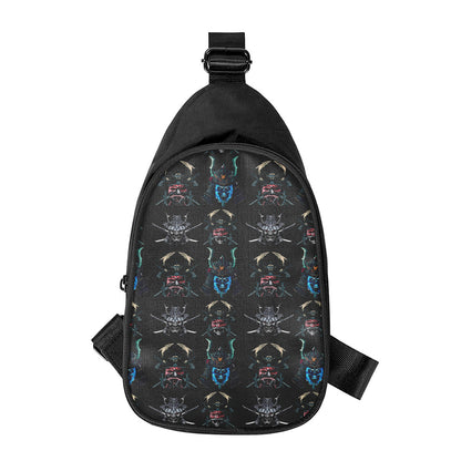 Ghost Samurai Mask Pattern Print Chest Bag