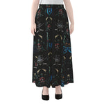 Ghost Samurai Mask Pattern Print Chiffon Maxi Skirt