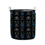 Ghost Samurai Mask Pattern Print Collapsible Laundry Basket