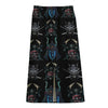 Ghost Samurai Mask Pattern Print Cotton Front Slit Maxi Skirt