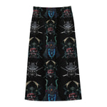 Ghost Samurai Mask Pattern Print Cotton Front Slit Maxi Skirt