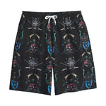 Ghost Samurai Mask Pattern Print Cotton Shorts
