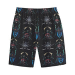 Ghost Samurai Mask Pattern Print Cotton Shorts