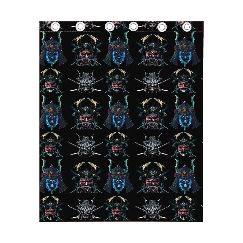 Ghost Samurai Mask Pattern Print Curtain